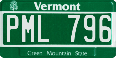 VT license plate PML796