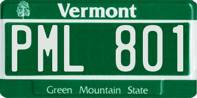 VT license plate PML801