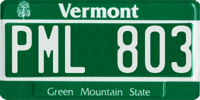 VT license plate PML803