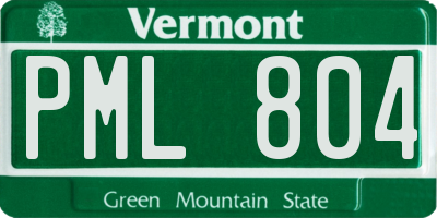 VT license plate PML804