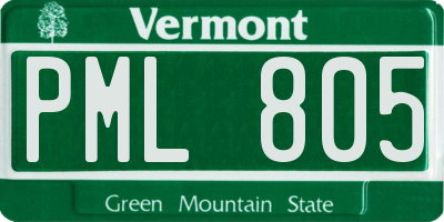VT license plate PML805