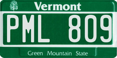 VT license plate PML809