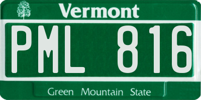 VT license plate PML816