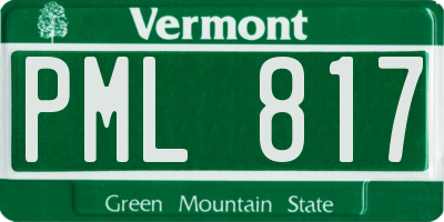 VT license plate PML817