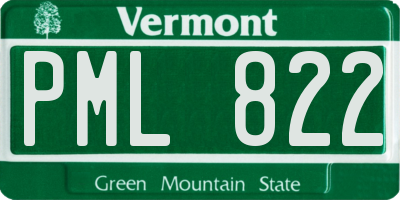 VT license plate PML822