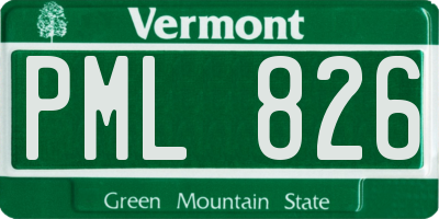 VT license plate PML826