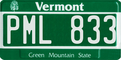 VT license plate PML833