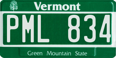 VT license plate PML834
