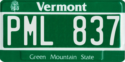 VT license plate PML837