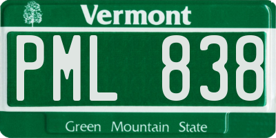 VT license plate PML838