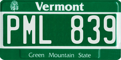 VT license plate PML839