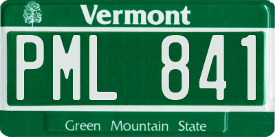 VT license plate PML841