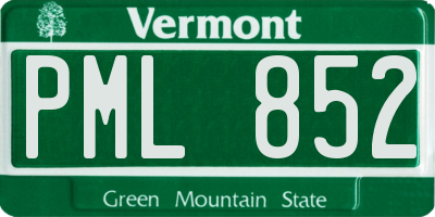 VT license plate PML852