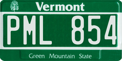 VT license plate PML854