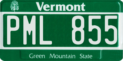 VT license plate PML855