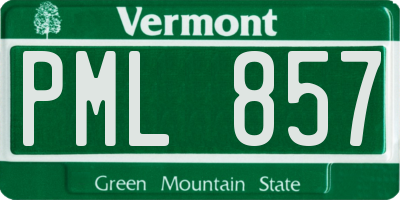 VT license plate PML857
