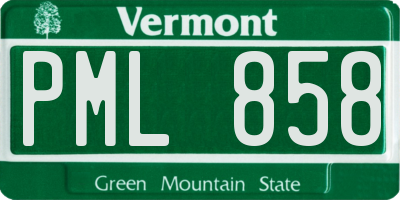 VT license plate PML858