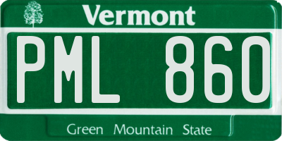 VT license plate PML860