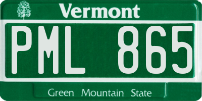 VT license plate PML865