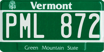 VT license plate PML872
