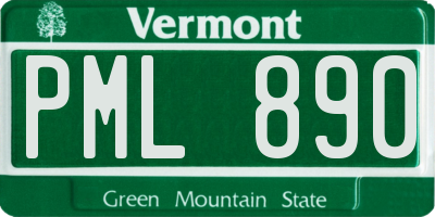 VT license plate PML890