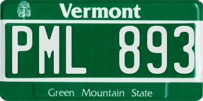 VT license plate PML893