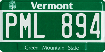 VT license plate PML894