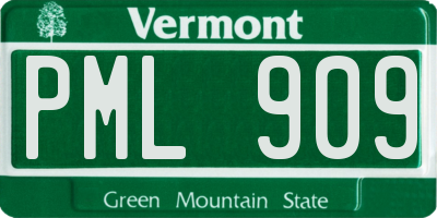 VT license plate PML909