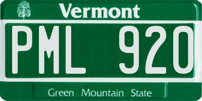 VT license plate PML920