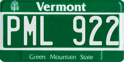 VT license plate PML922