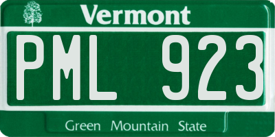 VT license plate PML923
