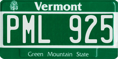 VT license plate PML925