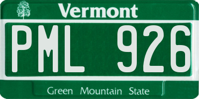 VT license plate PML926