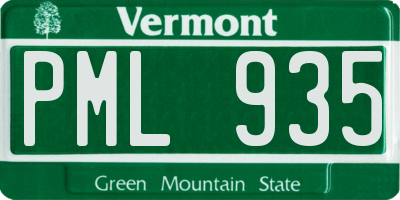 VT license plate PML935