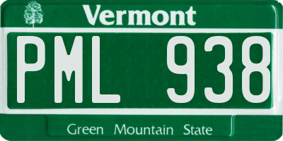 VT license plate PML938