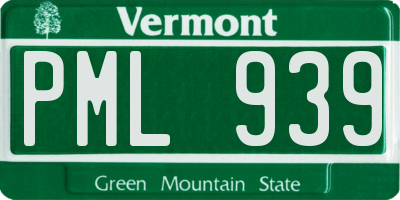 VT license plate PML939