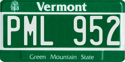 VT license plate PML952