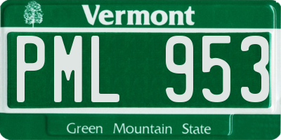 VT license plate PML953