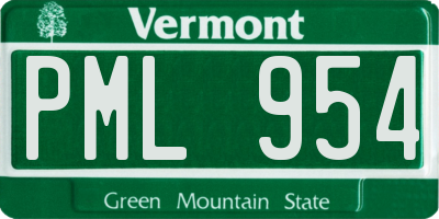 VT license plate PML954