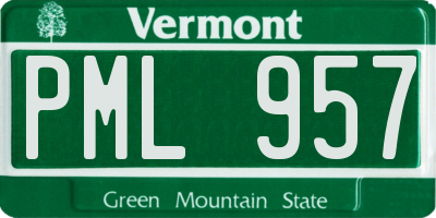 VT license plate PML957