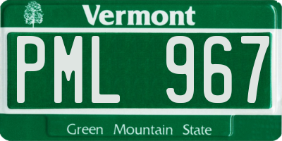 VT license plate PML967