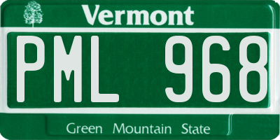 VT license plate PML968
