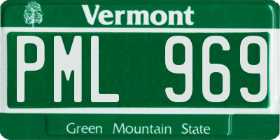 VT license plate PML969