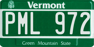 VT license plate PML972
