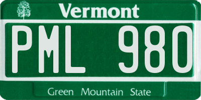 VT license plate PML980