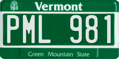 VT license plate PML981
