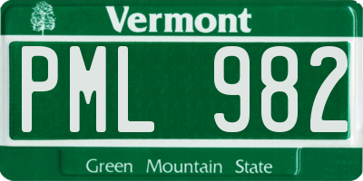 VT license plate PML982