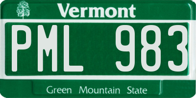 VT license plate PML983
