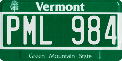 VT license plate PML984