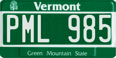 VT license plate PML985